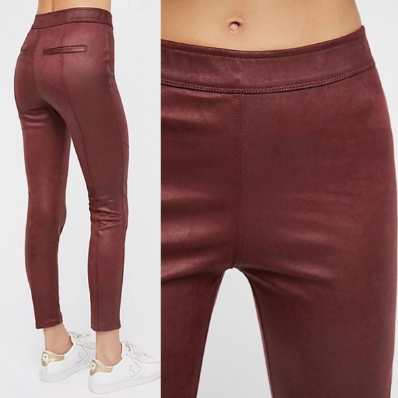 Free People Pants - Free People Pull On Vegan Suede Like Legging Burgundy Skinny Pant, Size 29